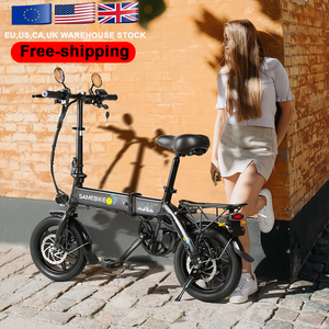 Bicyclette électrique pliable en acier à haute teneur en carbone, équipement électronique sans balais 250W-350D, batterie intégrée, 14 pouces, entrepôt européen - Product Image 1
