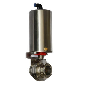 Vanne papillon pneumatique sanitaire <span class=keywords><strong>à</strong></span> double <span class=keywords><strong>action</strong></span>, homologuée FDA, avec raccords Tri-Clamp et capteurs de proximité - Product Image 4