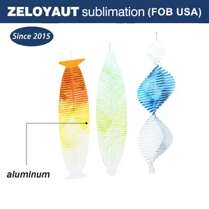 ZELOYUAT Sublimation Wind Spinner Fish Shape Double Sides Printing Sublimations Metal Blanks Wind Spinners For Garden