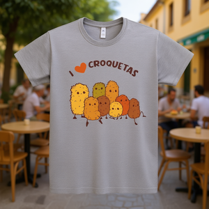 T-shirt I Love Croquetas grigia girocollo a maniche corte unisex promozionale - Product Image 2