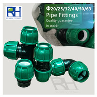 RUNHUA Nuevo Conector de Compresión de Color Verde para Suministro de Agua, Conexión Rápida Tipo T, Tapones de Extremo, Accesorios para Riego por Goteo Agrícola HDPE