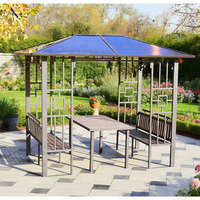 Nouvelle conception de pavillon moderne en métal pour l'extérieur, tente de jardin imperméable en métal galvanisé avec table et ensemble de meubles de jardin