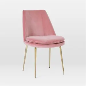 High quality wholesale modern style rose glod chrome stainless steel legs pink dining chair