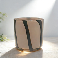 Meilleures ventes : Verres à vin sans pied en verre bleu à motif ondulé, Gobelets, Pot à bougie en verre rond en forme d'œuf à motif léopard
