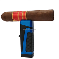 Briquet torche à gaz butane rechargeable 3 jets coupe-vent avec logo personnalisé pour cigares, accessoires de fumeur, allume-gaz, encendedores