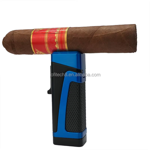 Luxury Multifunctional Cigar 3 Jets Torch <b>Lighter</b> with Three <b>Fire</b> Windproof Design Butane Fuel Durable & Portable CIgar Punch - Product Image 1