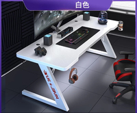 Bureau de jeu RGB noir avec éclairage LED et support pour casque, poste de travail informatique ergonomique pour les joueurs