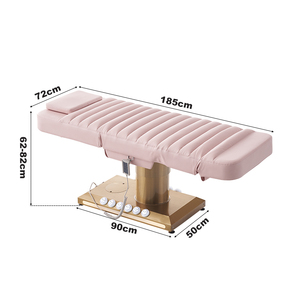 Lit de soin facial luxueux rose avec commande au pied, LED et 3 moteurs, lit de massage pour salon de beauté - Product Image 3