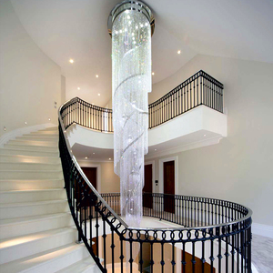Trần Cao cầu thang dẫn đèn chùm giọt mưa pha lê chiếu sáng khách sạn biệt thự thủy tinh lớn K9 pha lê hiện đại sang trọng thép không gỉ - Product Image 4