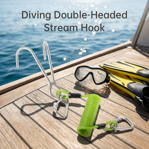 Gancho de buceo de doble cabezal con cuerda de aluminio y espiral para buceo a la deriva y uso en exteriores - Product Image 1
