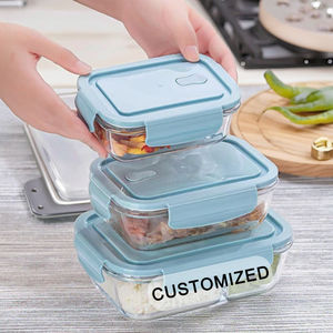 Contenedores de <span class=keywords><strong>almuerzo</strong></span> de vidrio sellados de gran tamaño personalizables, tapa con clip, multifunción <span class=keywords><strong>para</strong></span> microondas <span class=keywords><strong>para</strong></span> almacenamiento de alimentos en la escuela - Product Image 3