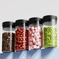 Pot de conservation en verre borosilicate haute résistance, récipient hermétique avec système de pression pour la ventilation, idéal pour le stockage des aliments secs et du thé