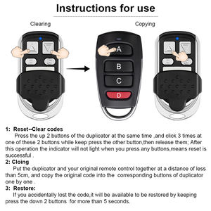 Émetteur de télécommande clone à 4 boutons <span class=keywords><strong>Porte</strong></span> <span class=keywords><strong>automatique</strong></span>/<span class=keywords><strong>porte</strong></span> de garage/lumière LED 433MHZ Fixe et apprentissage et la plupart des codes roulants - Product Image 5