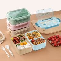 C228 Vente en gros de boîtes à lunch écologiques portables, étanches, compatibles avec le micro-ondes, 3 compartiments, boîte à salade, récipient alimentaire