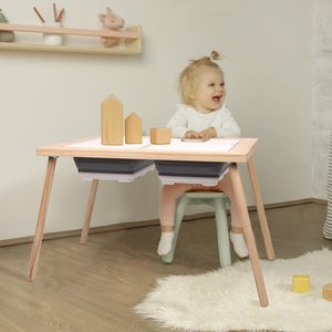 โต๊ะไม้ขายส่งพร้อมถังเก็บของ 2 ใบ, โต๊ะเสริมพัฒนาการสำหรับเด็กเล็กพร้อมถังทรายเก็บของ โต๊ะเล่นทรายในร่มและกลางแจ้ง - Product Image 2