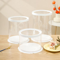 Caja Redonda para Pastel Ecológica y Segura para Alimentos, Envase Cilíndrico Transparente de PET para Panadería, Caja Desechable Resistente a la Grasa para Postres, con Logotipo Personalizado