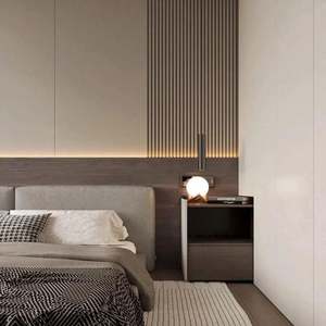 Modern Bedroom Furniture <b>Nightstand</b> with Storage Drawers and Open Wooden Shelves Elegant Bedside Table and Wardrobe - Product Image 5