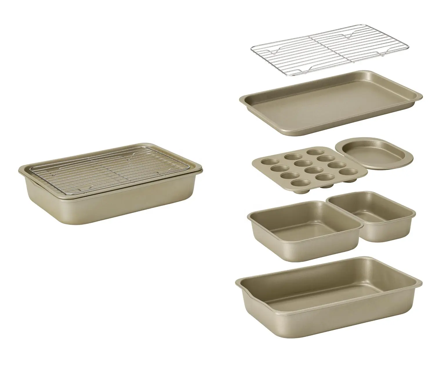 Lò nướng nhà bếp 7 Bộ Stackable bakeware Set không dính lớp phủ Carbon thép nướng bánh công cụ Muffin Khay Ổ Bánh Pan khuôn bánh