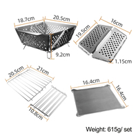 Barbecue à charbon de bois pliable antirouille en acier inoxydable pour camping en plein air