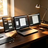 Monitor Portabel Dual 14 Inch IPS USB C HDMI untuk Laptop, Desain Paten, Bersertifikasi CE FCC, untuk Distribusi Grosir