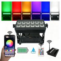 Projecteur LED 12x20W RGBWA+UV 6-en-1 étanche IP65 sans fil rechargeable sur batterie avec contrôle WiFi DMX512 et lentilles 15/40 pour scène