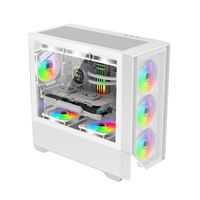 JNP Factory Micro ATX Fan Mid Tower Boîtier de jeu pour PC Système de refroidissement d'eau en verre trempé Alimentation Jeu d'ordinateur