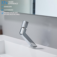Grifo Mezclador para Lavabo de Apartamento de Hotel con Núcleo de Válvula de Cerámica, Construcción de Latón, Acabado Ennegrecido, Diseño Duradero