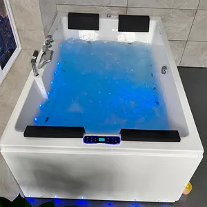 Freestanding Design Supplier 1.8 Hydro Massage Bath Tub Four Person Pillow Water Jet Whirlpool Spa Bathtubs with Led Lights