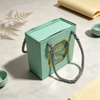 Boîte cadeau rigide personnalisée OEM en gros pour emballage de thé, avec logo emblème métallique et pochette, pour thé et collations