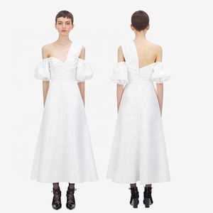 <span class=keywords><strong>Abiti</strong></span> manica a bolle a vita alta monospalla senza spalline in <span class=keywords><strong>cotone</strong></span> 100 elegante bianco festa Maxi <span class=keywords><strong>abiti</strong></span> da sposa da donna - Product Image 1