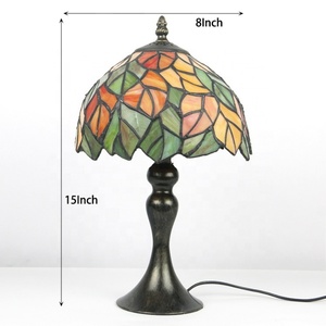 LongHuiJing Tiffany Wisteria Stained Glass Dome Shade AC LED Table Lamp Art Mosaic Retro Mediterranean Design Warm White <b>Light</b> - Product Image 4