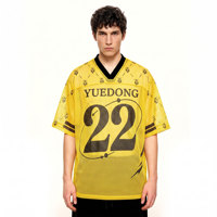 T-shirt de sport ample à col en V pour homme, imprimé intégral par sublimation contrastante, style streetwear, coupe carrée, en maille, maillot de rugby personnalisé