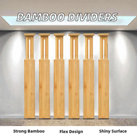 Ensemble de 4 contenants de rangement en bambou réglables, séparateurs de tiroirs extensibles, séparateurs en bambou