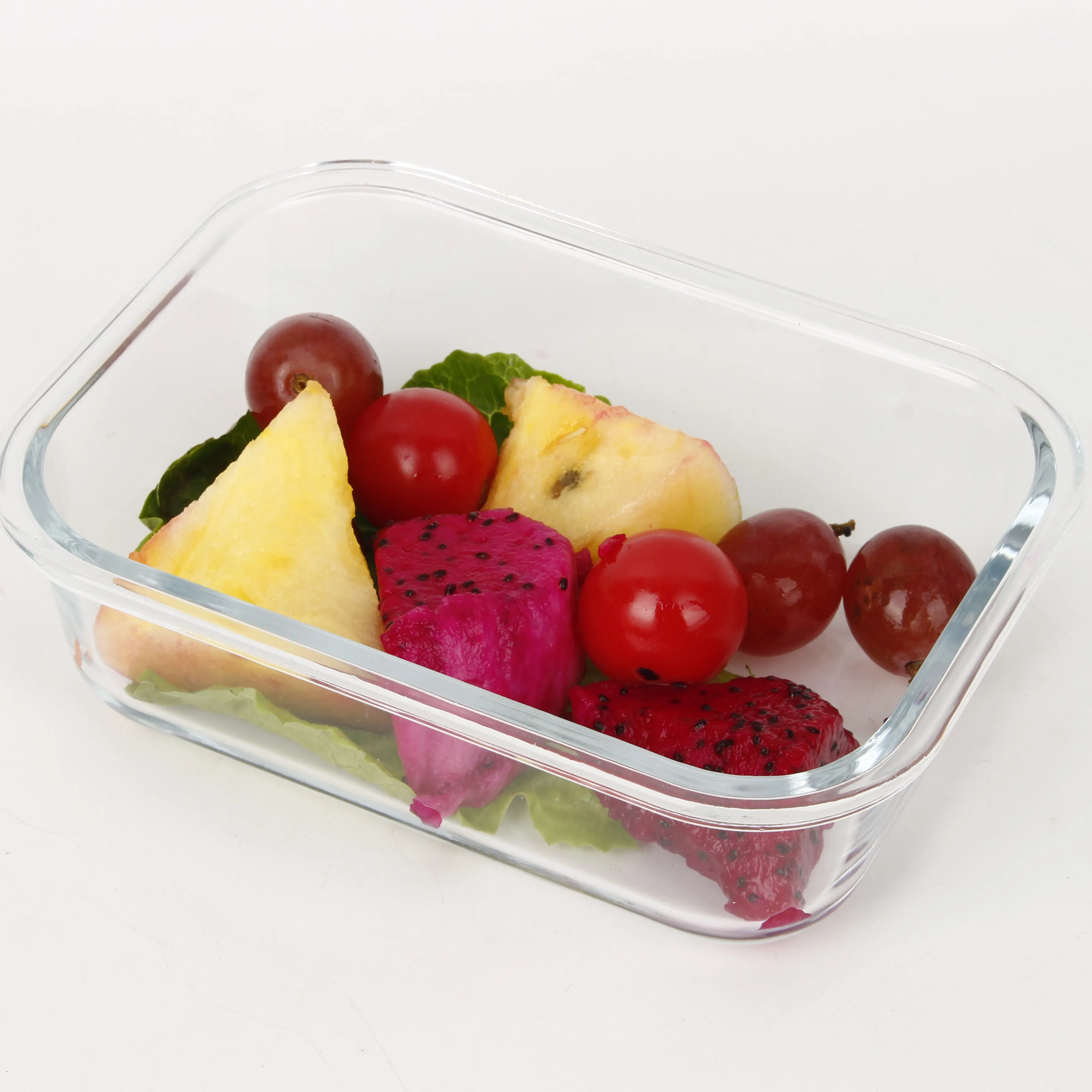 Micro-ondes borosilicate résistant à la chaleur 3 pièces ensemble salade en verre carré bol à mélanger transparent de taille industrielle avec couvercle en plastique