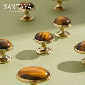 Santaya PVD <strong>Gold</strong> Brass Handles Kitchen Cabinet Pulls Bedroom Wardrobe Drawer <strong>Knobs</strong> Furniture <strong>Crystal</strong> Handle - Product Image 1