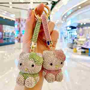 1 PC Luxury Bling Diamond Plastic Rhinestone Keychains Cute Cat Bag Car <b>Key</b> <b>Ring</b> Keychain Metal for Girls Charm - Product Image 4