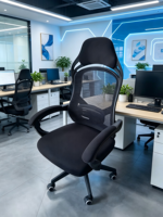 Chaise de Gaming Ergonomique en Maille avec Support Lombaire et Appui-tête Réglables, Dossier Haut, Inclinaison à 125°, Siège Pivotant Réglable en Profondeur et Fonction Rafraîchissante