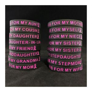 Black <b>Pink</b> Breast Cancer Awareness Silicone Wristband Chemo <b>Gift</b> Emotional Support Ribbon Charity Fundraiser - Product Image 1