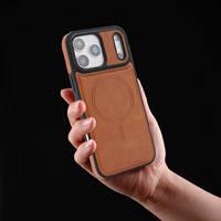 Étui de téléphone en cuir PU de haute qualité pour iPhone 12 13 14 15 16 17 Pro Max, coque arrière magnétique robuste