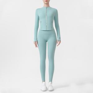 USA Oversea Warehouse Short <b>Yoga</b> <b>Jacket</b> Set for Women, Windproof and Breathable, Suitable for Daily Outdoor Wear and Commuting - Product Image 5