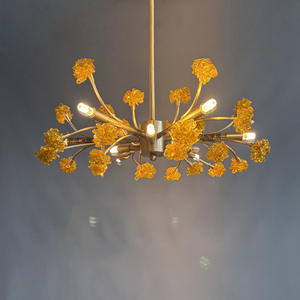 Nordique tout cuivre arbre branche romantique fleur salon salle à manger pendentif Simple maître chambre créative cristal plafond - Product Image 2