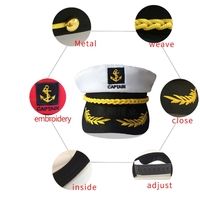 Gorras de Estilo Naval en Mezcla de Algodón y Poliéster Blancas para Adolescentes, Protección Solar para Pascua