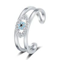 Bague en Cuivre et Zircon Œil Turc pour Femme, Bague Ouverte Œil Turc Turquoise, Bijoux en Gros