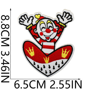 Écussons brodés à repasser, Clown <span class=keywords><strong>Rouge</strong></span>, Marionnette et Cirque, Badge de clown gothique punk personnalisé pour veste, sac, denim, décoration effrayante - Product Image 2