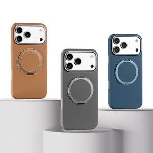 เคสโทรศัพท์หนังแม่เหล็กแบบเรียบ รุ่น L137 สำหรับ iPhone 13 14 15 16 17 Pro Max พร้อมขาตั้งหมุนได้ 360 องศา - Product Image 1