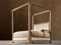 Cadre de lit double en chêne RH, taille Queen, style américain moderne, rembourré et personnalisable, 1800x2000mm