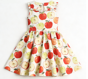Nouvelle Robe d'été sans manches pour enfants, personnalisable, à volants, motif fruits, décontractée, pour filles, imprimé pomme - Product Image 3