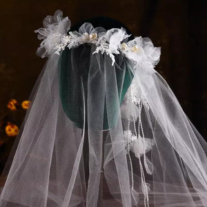 <span class=keywords><strong>Diosa</strong></span> fotografía cabeza velo novia boda pelo velos novia elegante flor corona con velos - Product Image 2