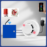 Détecteur d'alarme combiné fumée et température, connecté à une boîte de commande de ventilateur 220V, pour l'évacuation des fumées d'incendie dans les sous-sols et entrepôts