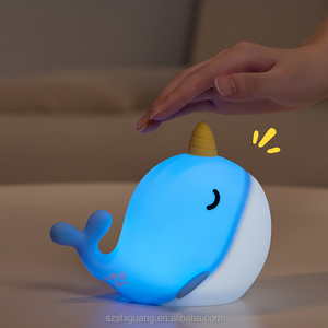Cute Whale LED Mini <strong>Bedside</strong> Lamp <strong>Touch</strong> Control USB Rechargeable Night <strong>Light</strong> for Kids Room Modern Style - Product Image 1